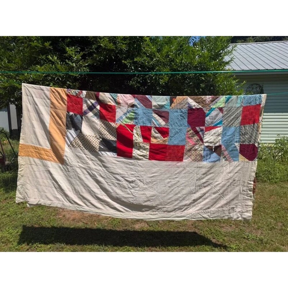Vtg Patchwork Quilt 94x88 - Picture 2 of 3
